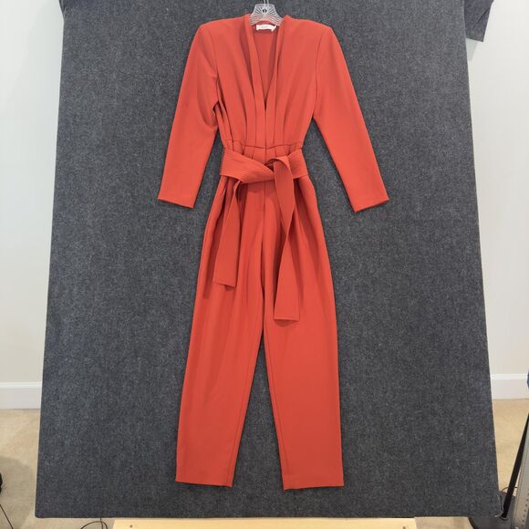 A.L.C. Pants - A.L.C. Kieran Jumpsuit Women's 4 Terracotta Orange Pleated Belted Tailored Pleat